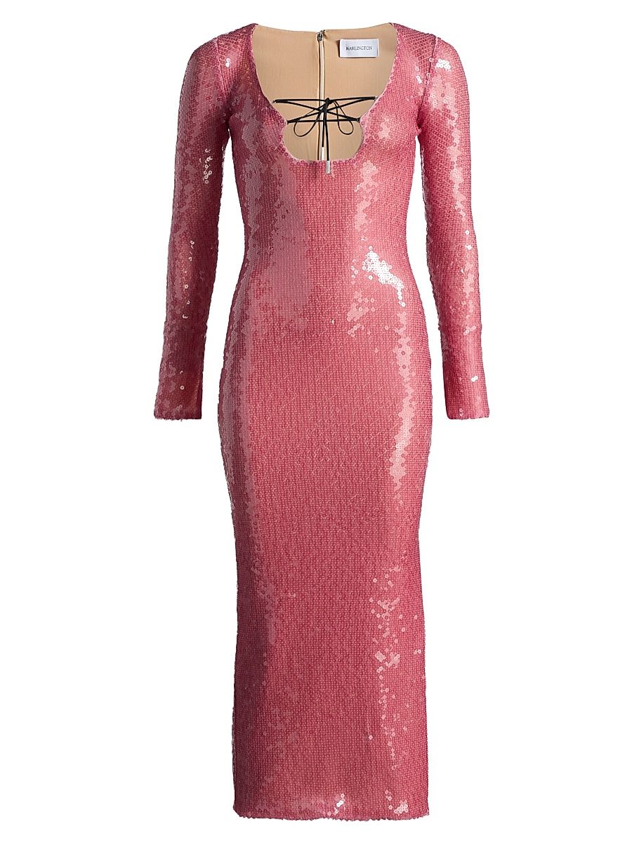 Women's Solaria High-Shine Sequin Midi-Dress - Rosa - Size 10