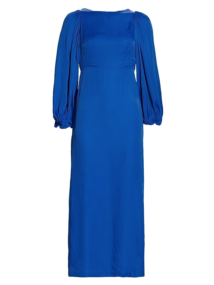 Women's Open-Back Midi-Dress - Blue - Size Small