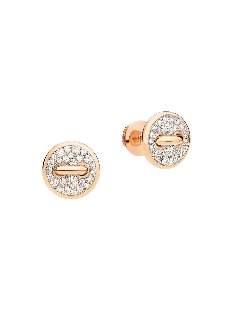 Women's Pom Pom Dot 18K Rose Gold & 0.40 TCW Diamond Button Stud Earrings - Rose Gold