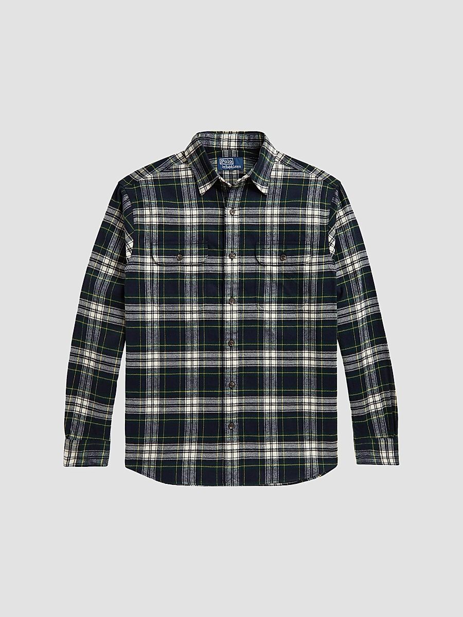 Polo Ralph Lauren Men's Classic-Fit Plaid Flannel Workshirt - Navy Green Multi - Size XXL