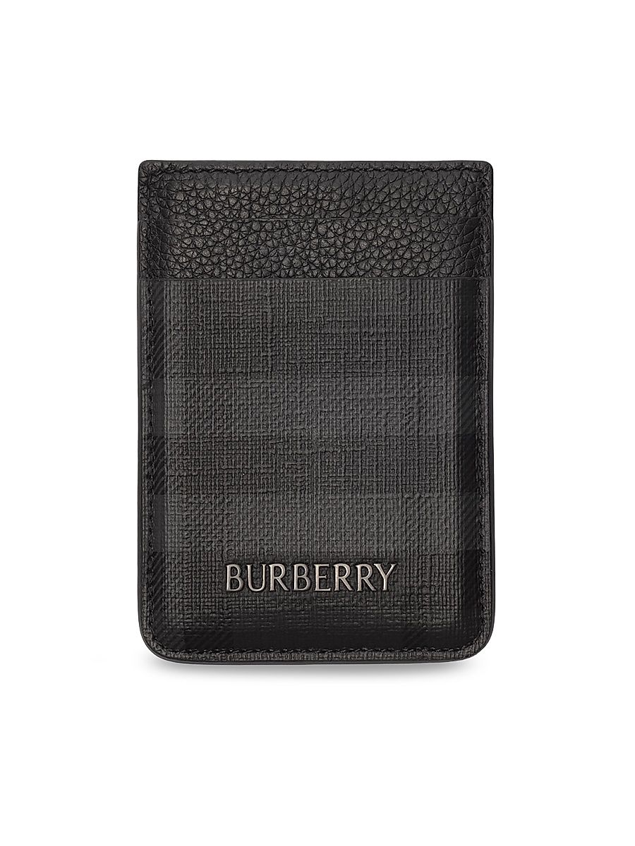Men's City Check Magnetic Card Case - Iron