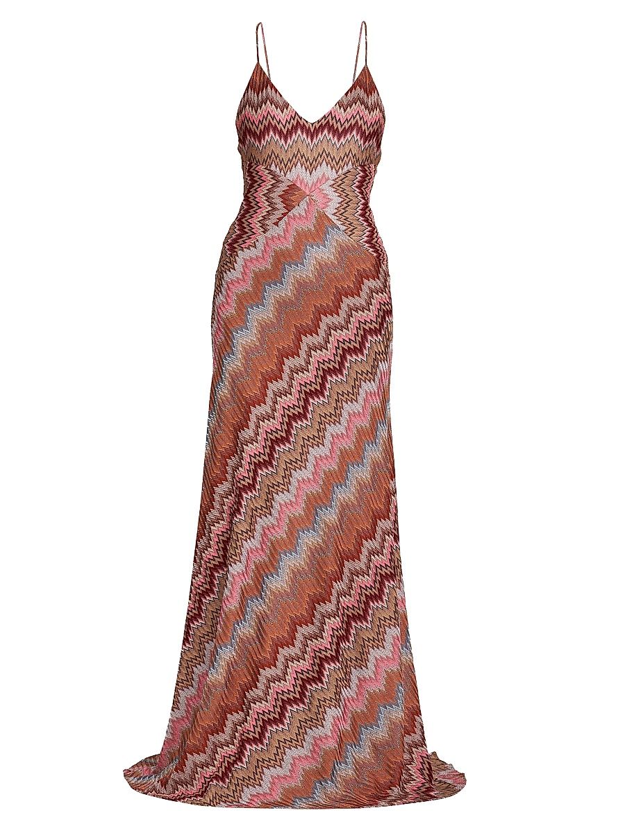 Women's Snake Chevron Gown - Pink Rust - Size 12