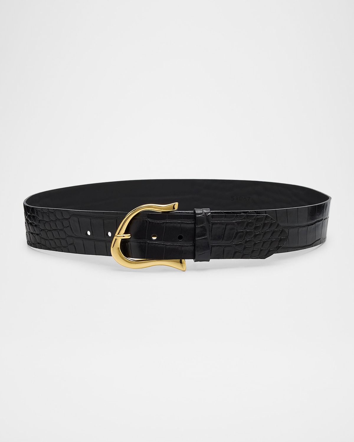 Cil Croc-Embossed Leather Waist Belt