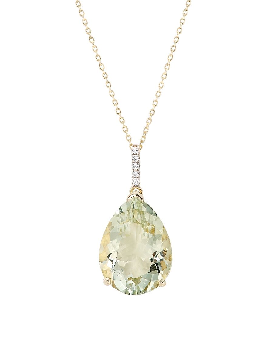 Women's 14K Yellow Gold & Green Amethyst Pendant Necklace - Yellow Gold
