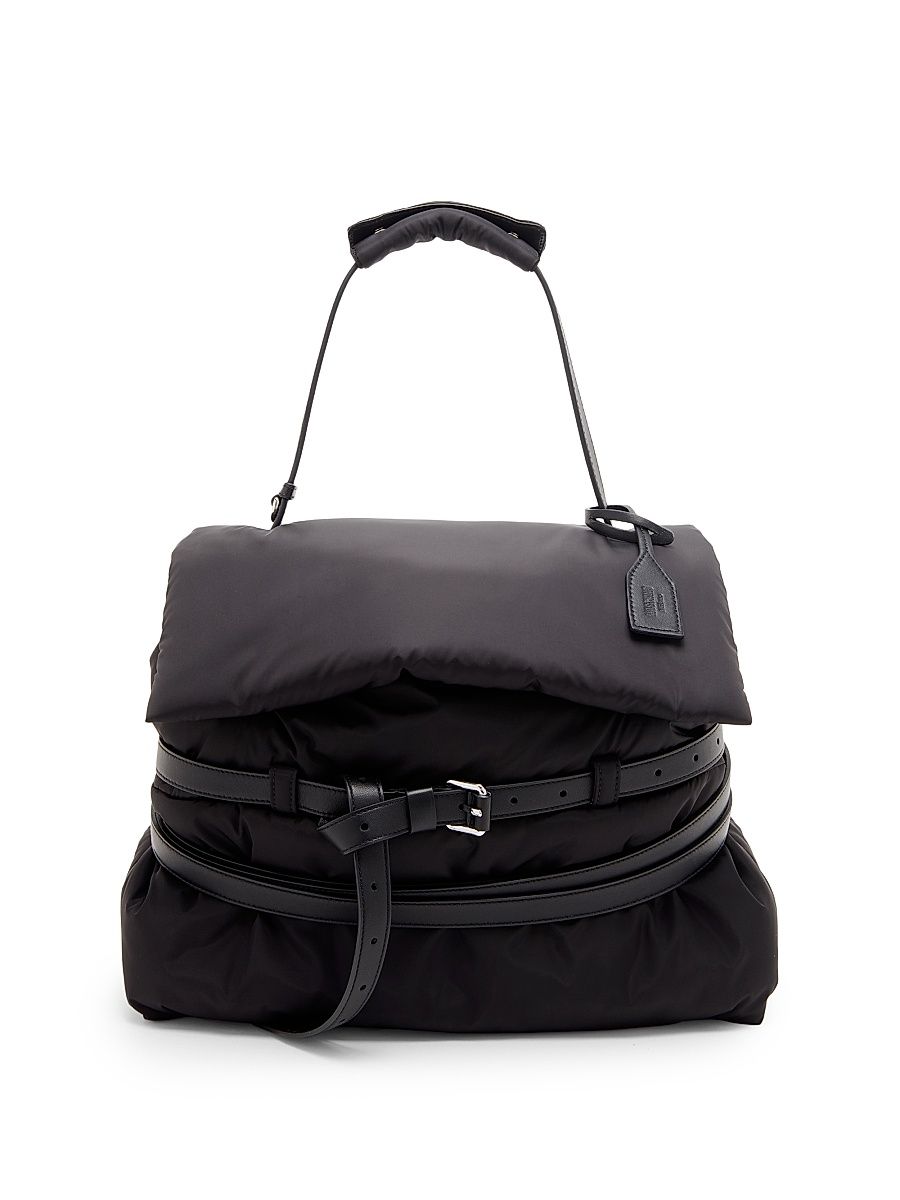 Women's Medium Tie Me Puffer Top Handle Bag - Black