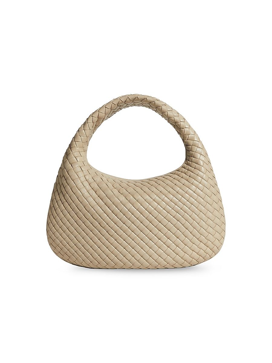 Women's Veneta Padded Intrecciato Leather Shoulder Bag - Ecru Muse Brass