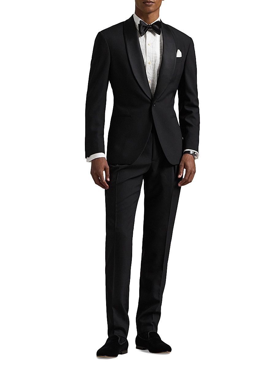 Men's Barathea Satin & Wool Tuxedo - Black - Size 46