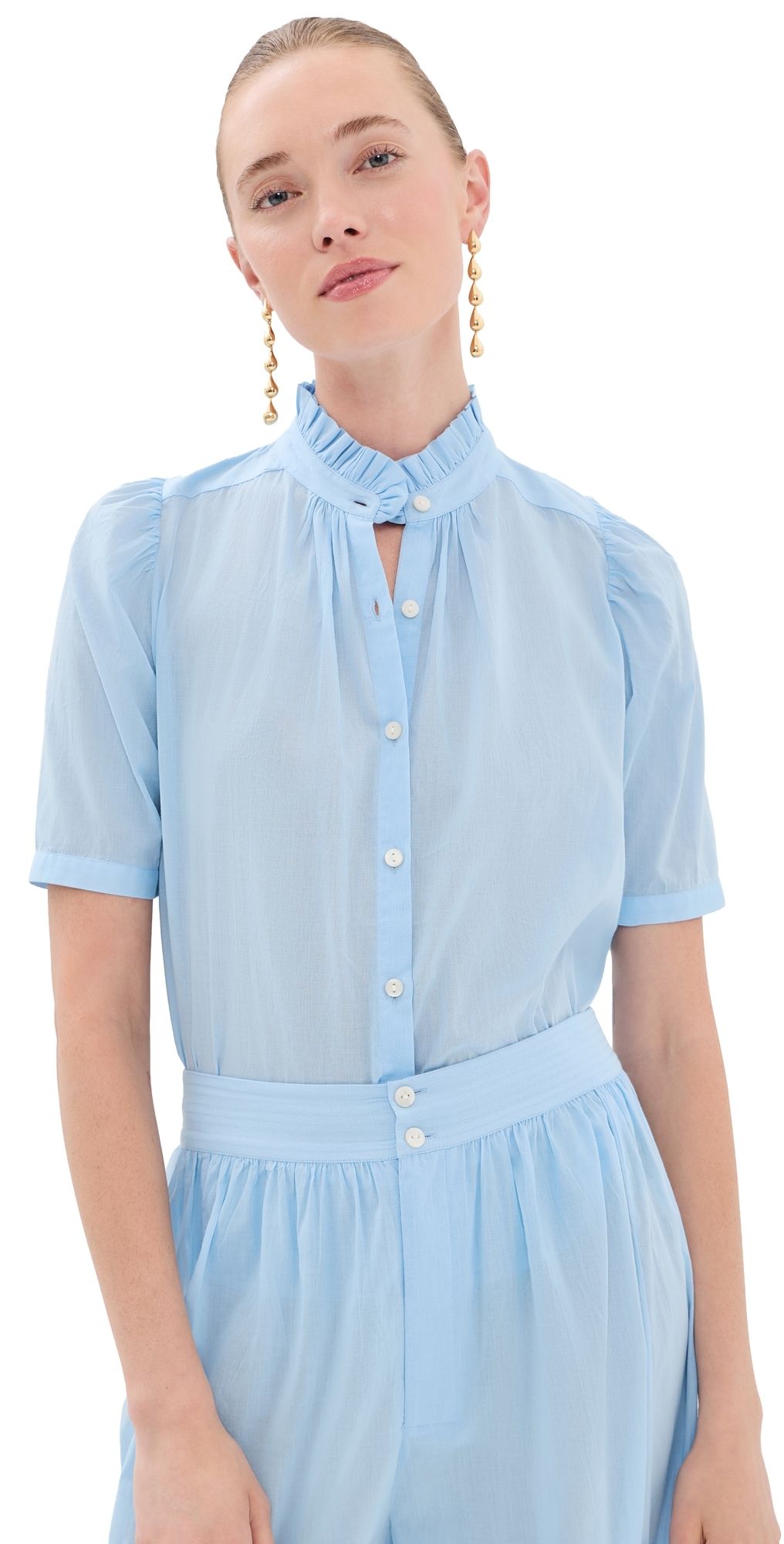 Alix of Bohemia Winnie Button Down Shirt Light Blue XS