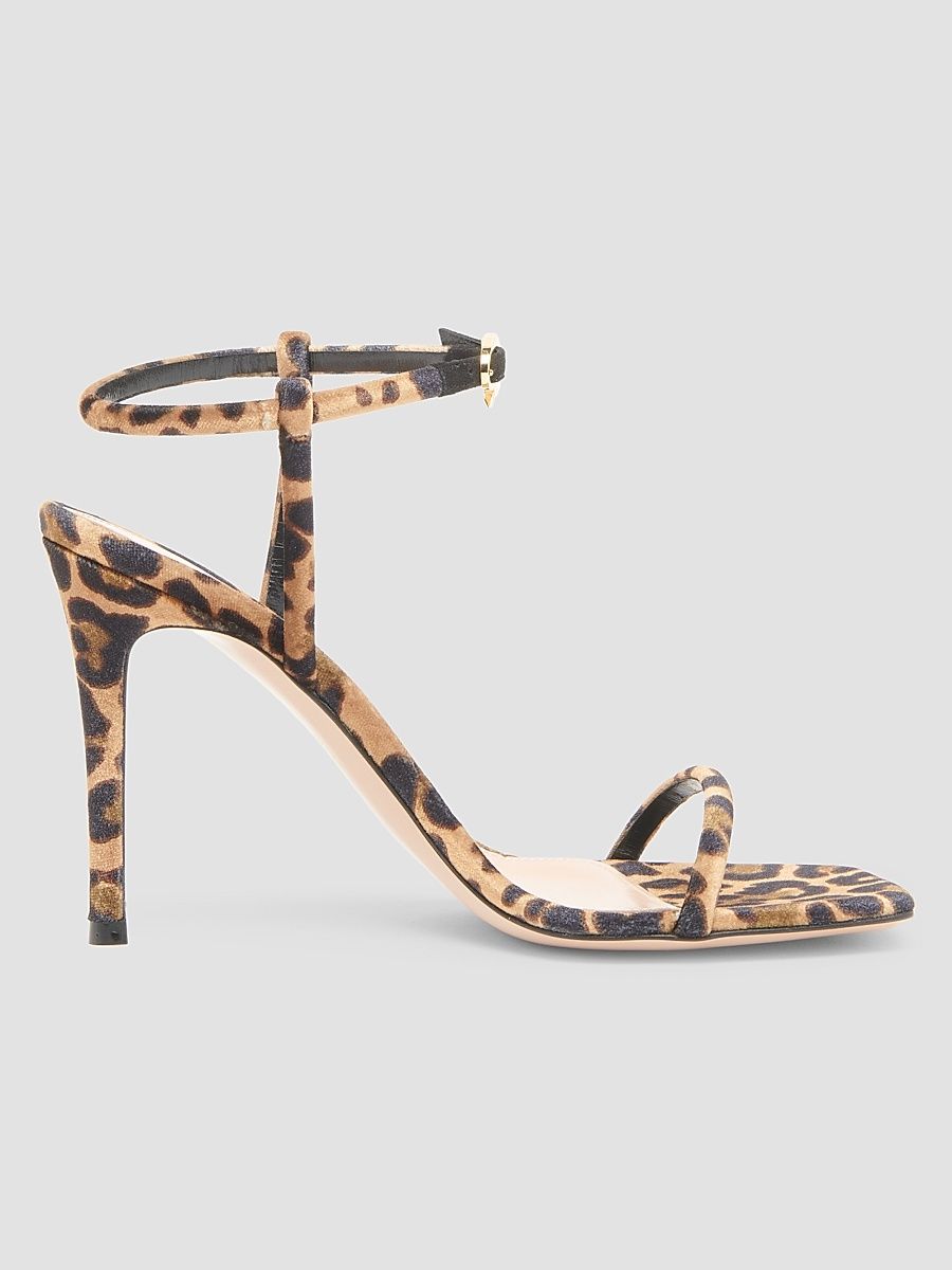 Women's 95MM Leopard-Print Velvet Sandals - Leopard Print - Size 9