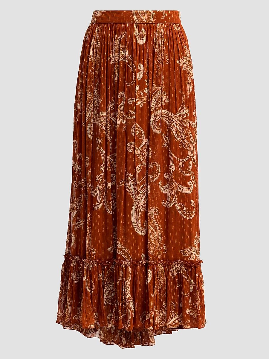 Women's Printed High-Low Maxi Skirt - Size XS