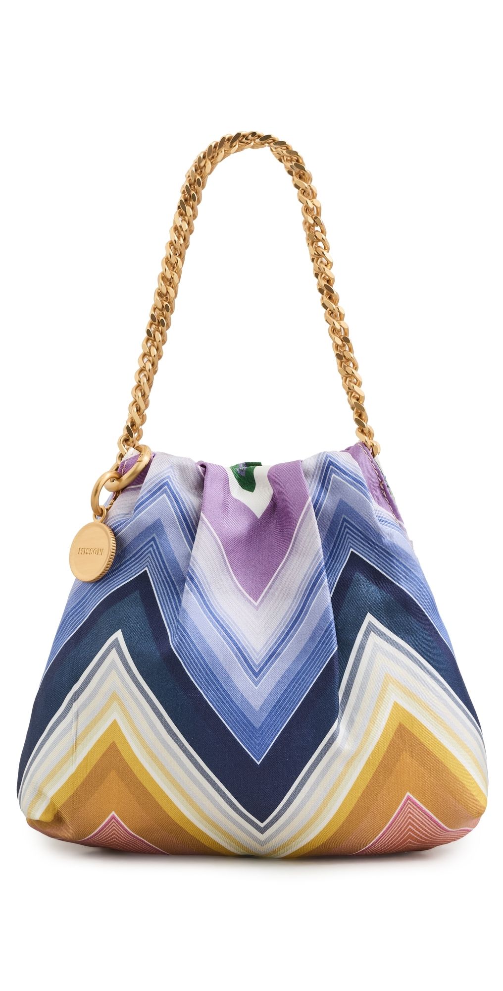 Missoni Caperdon Drawstring Chain Pouch Twill Silk Wave Orange One Size