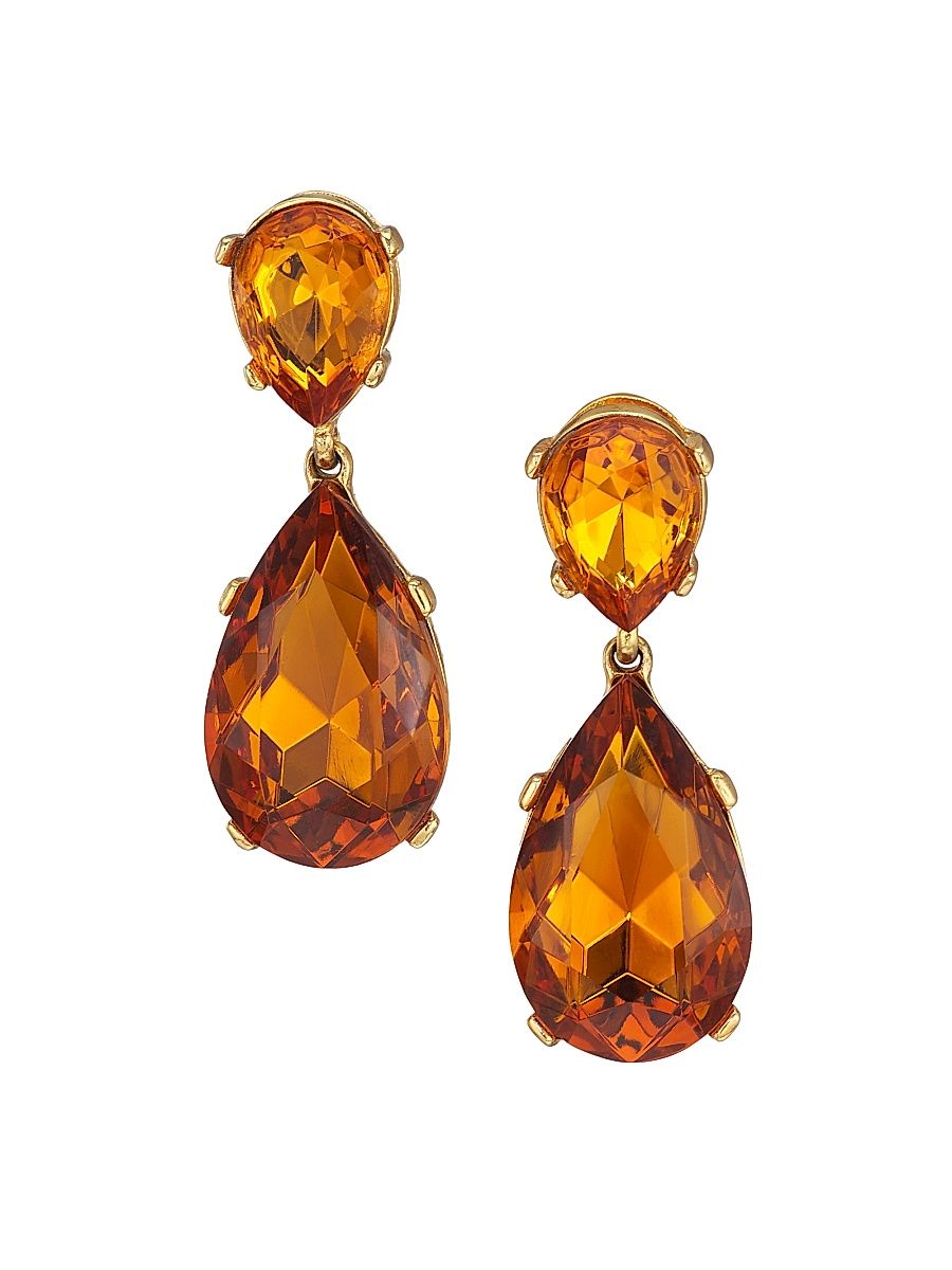 Women's 22K Goldplated Faux Topaz Teardrop Earrings - Topaz