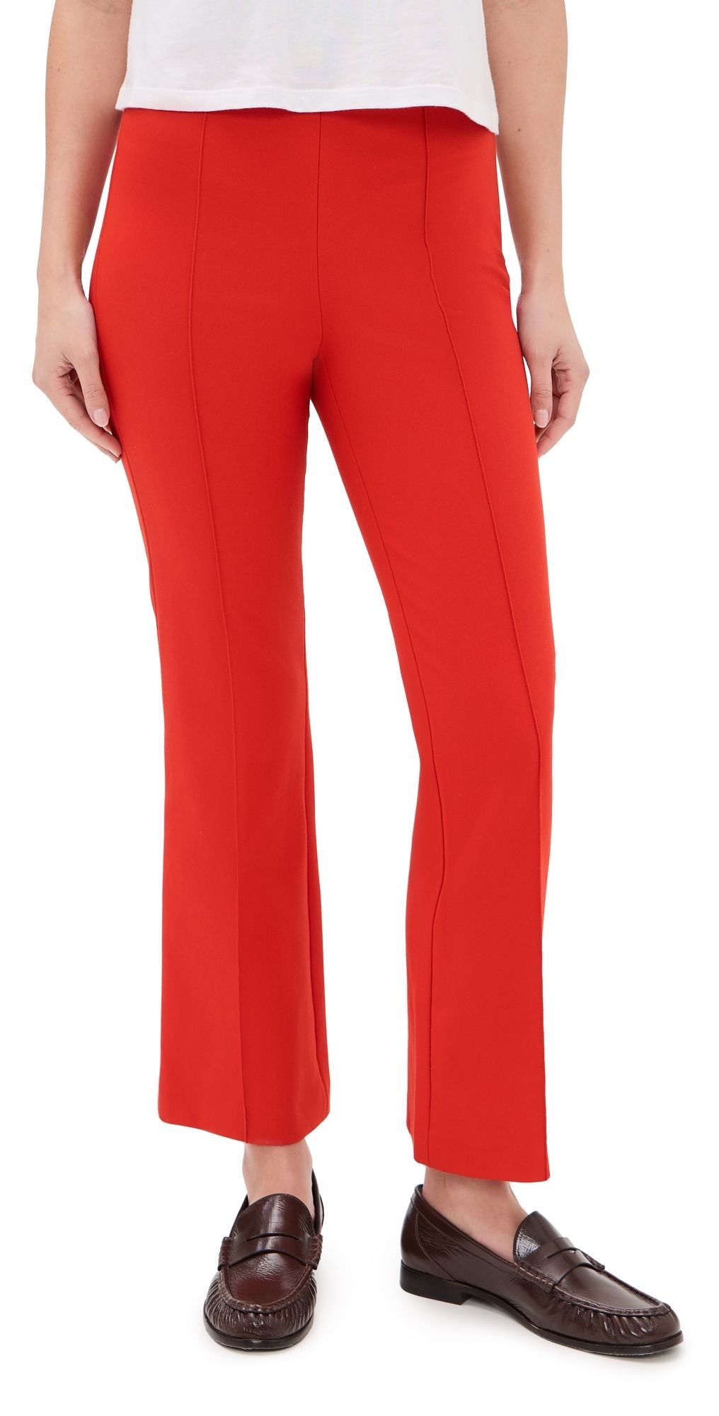 Vince Mid Rise Pintuck Crop Flare Pants Dk Poppy S