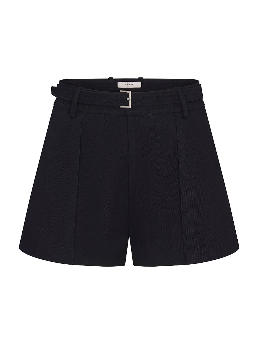 Women's The Soho Wide-Leg Belted Shorts - Navy - Size 12