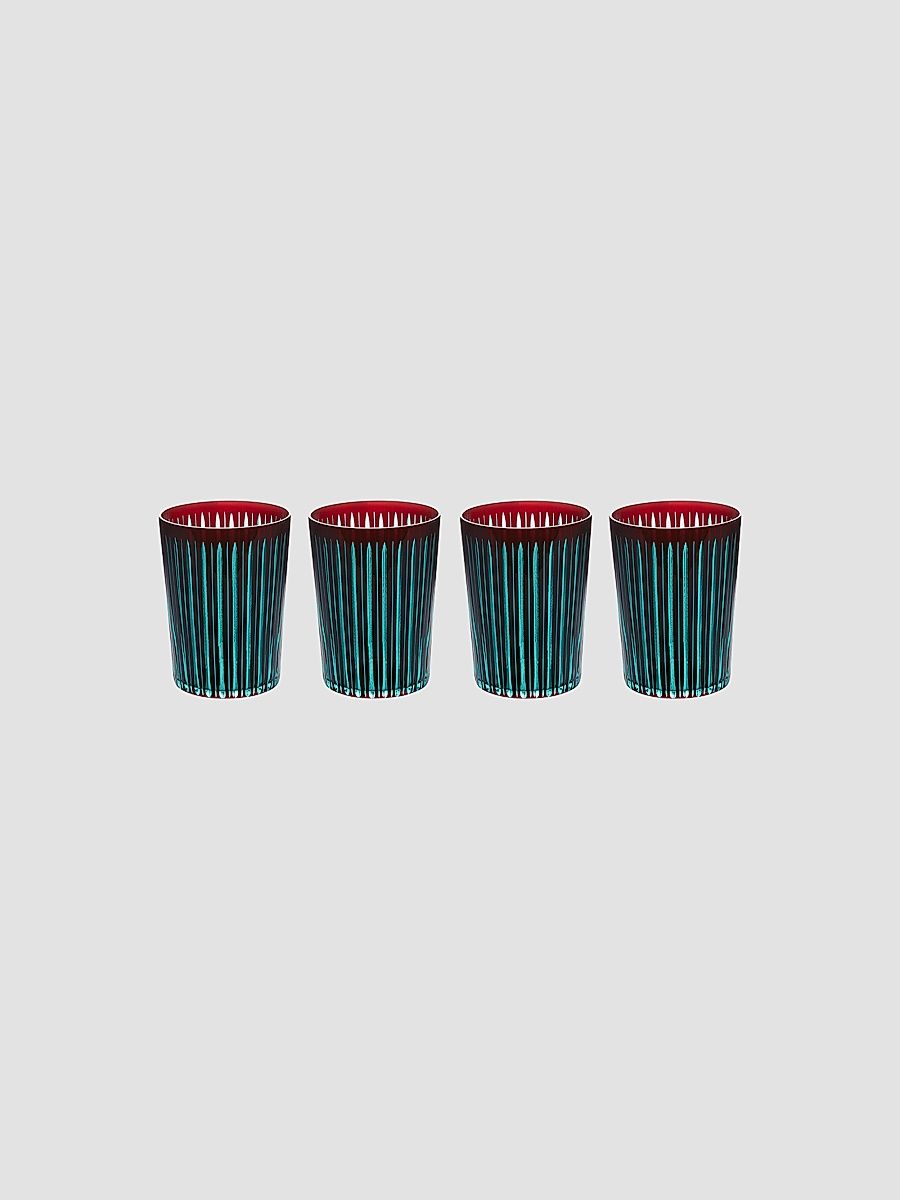 L'Objet Prism 4-Piece Highball Glass Set - Red Blue