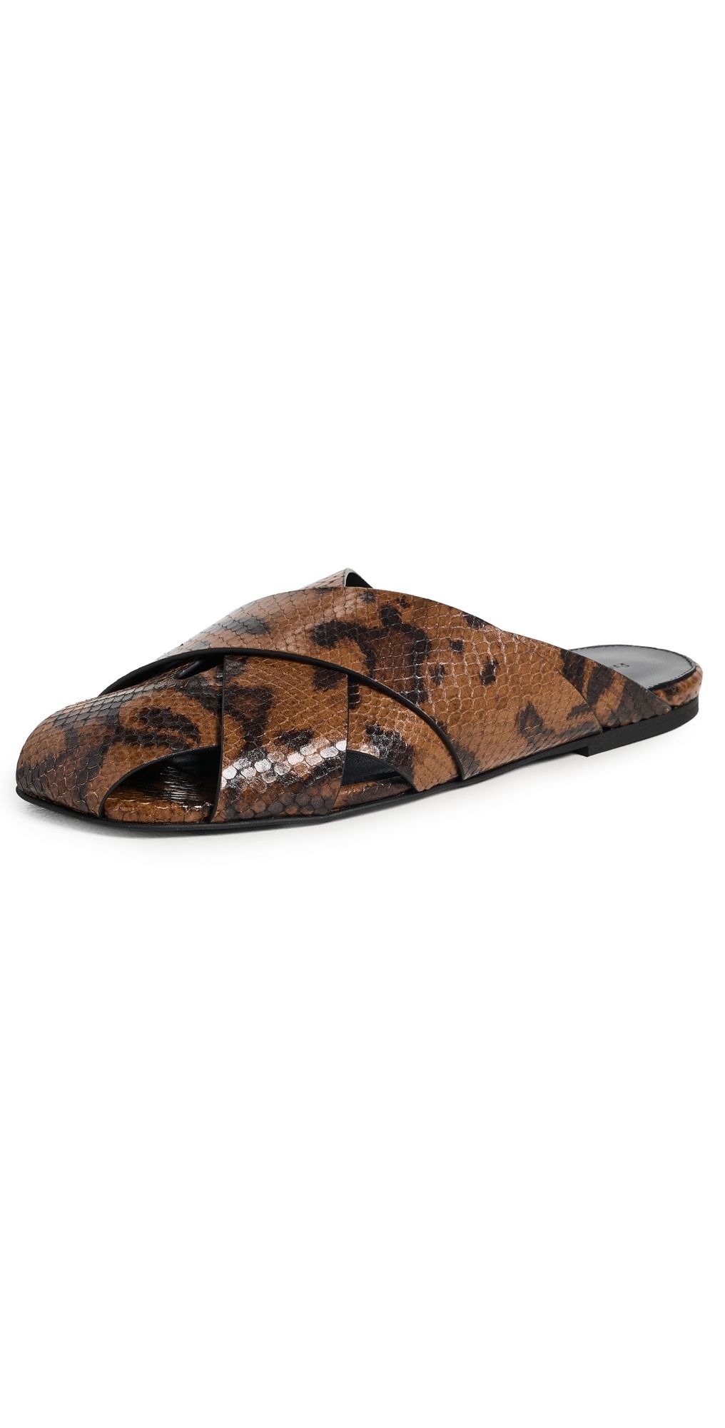 Proenza Schouler Slant Cross Slides In Embossed Python Ochre Multi 41
