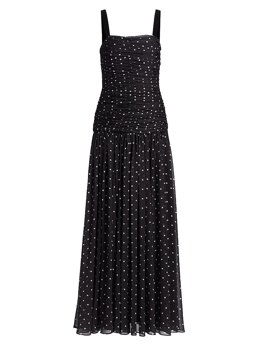 Women's Natalia Polka Dot Crinkle Chiffon Gown - Polka Dot - Size XL