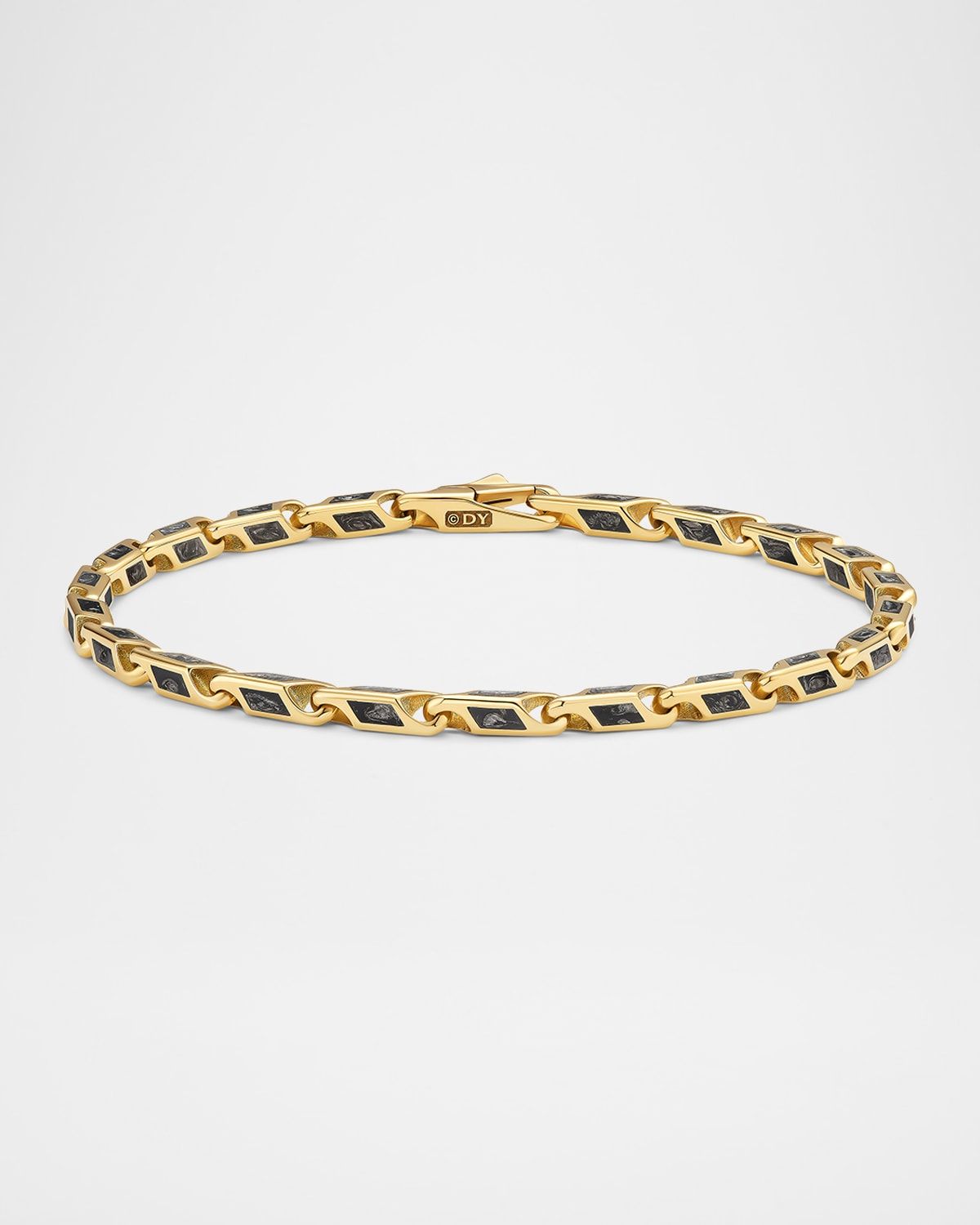 Men & apos;s Streamline Faceted Chain Bracelet in 18K Yellow Gold with Forged Carbon, 4.3mm