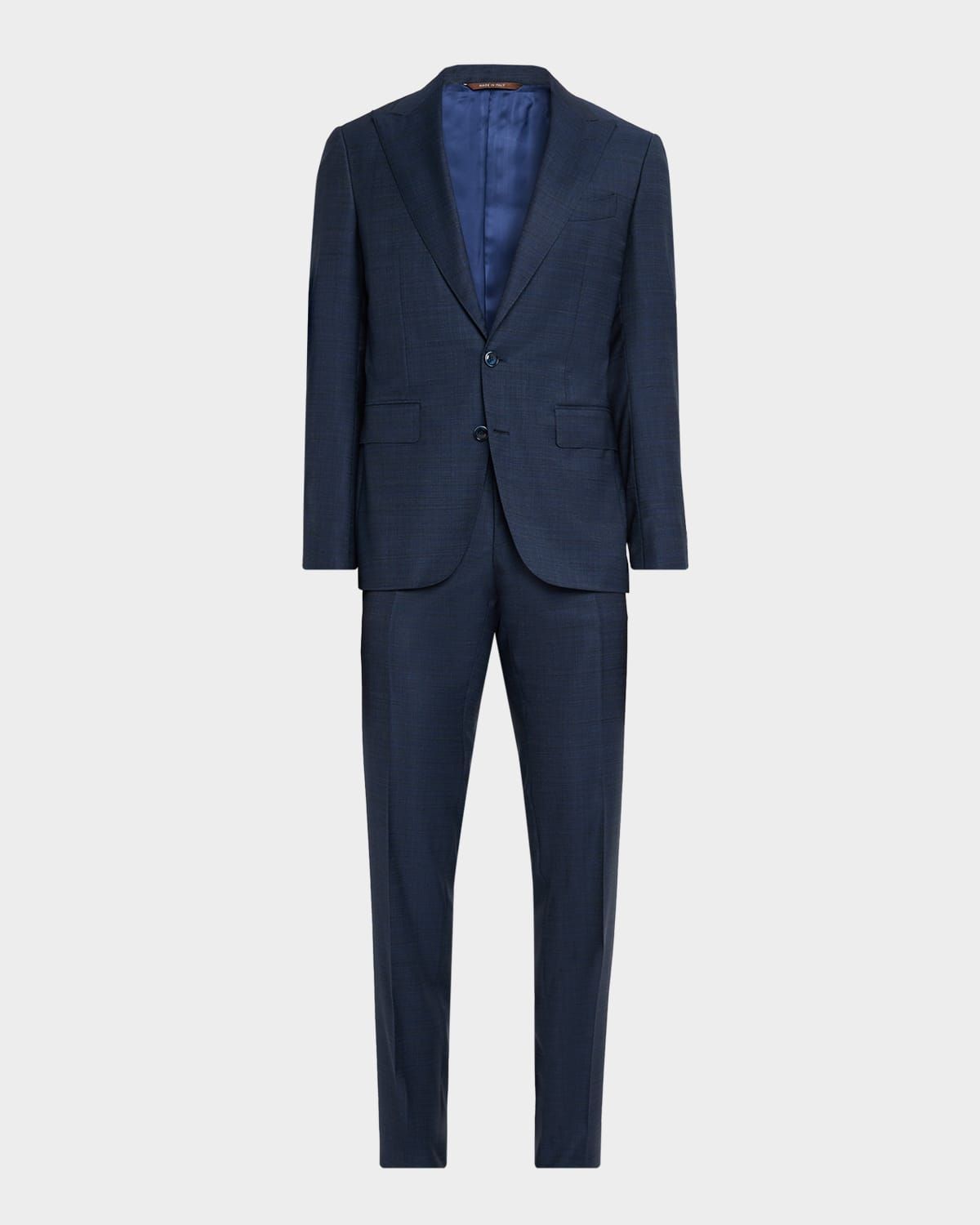 Men & apos;s Denim Effect Wool Peak Lapel Suit
