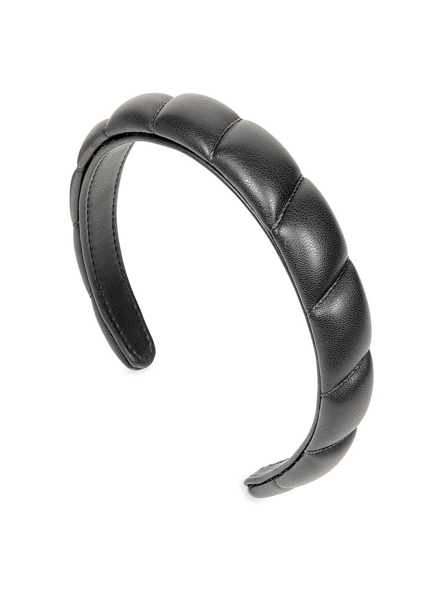 Women's Hadley Quilted Leather Headband - Black