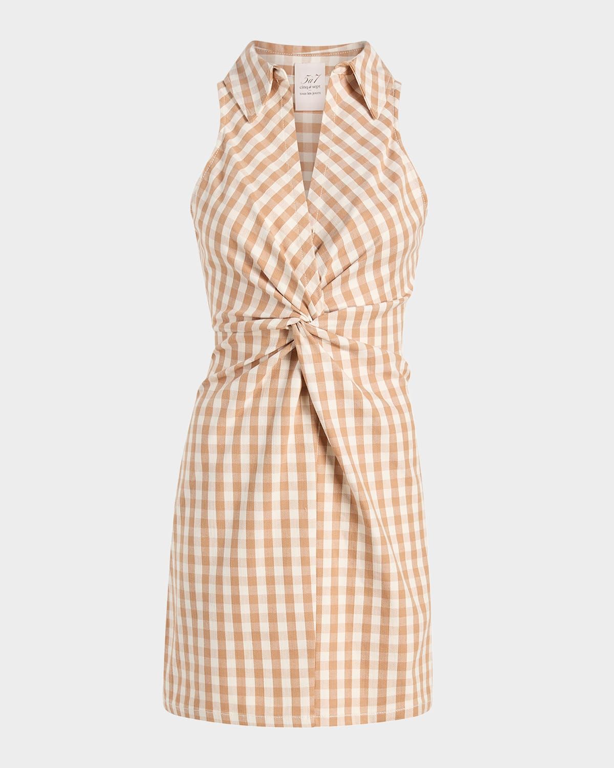 Mckenna Gingham Twist-Front Mini Dress