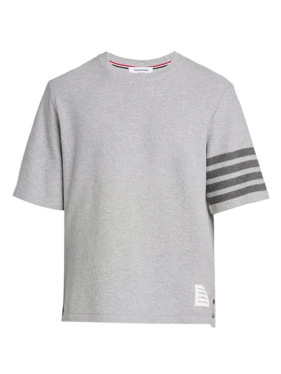 Men's Striped Cotton T-Shirt - Pale Grey - Size XXL