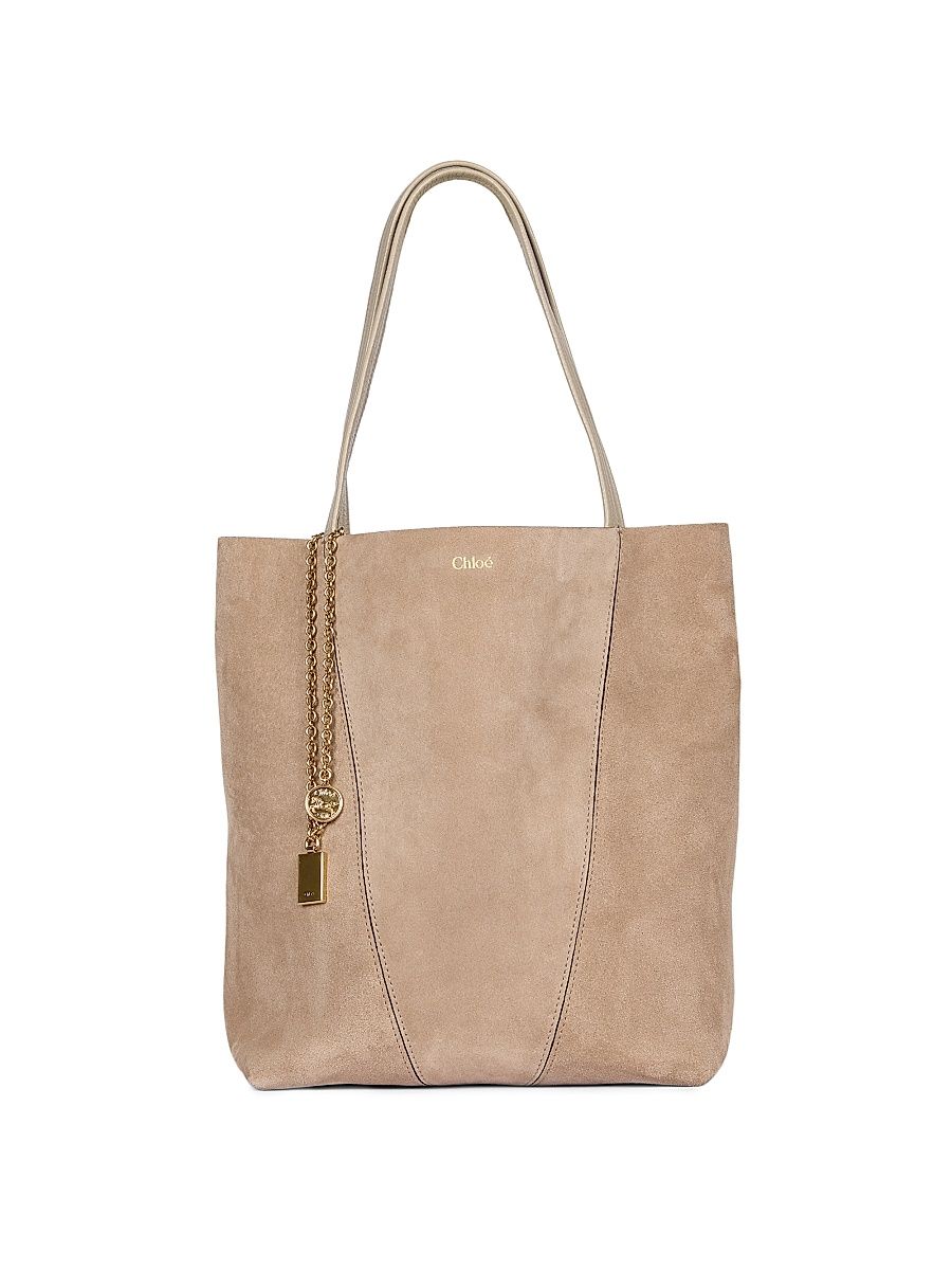 Women's Medium Spin Suede Tote Bag - Motty Grey