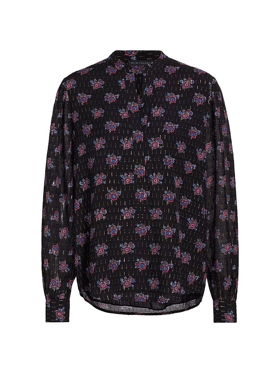 Women's The Akari Floral Metallic Blouse - Versailles - Size XS