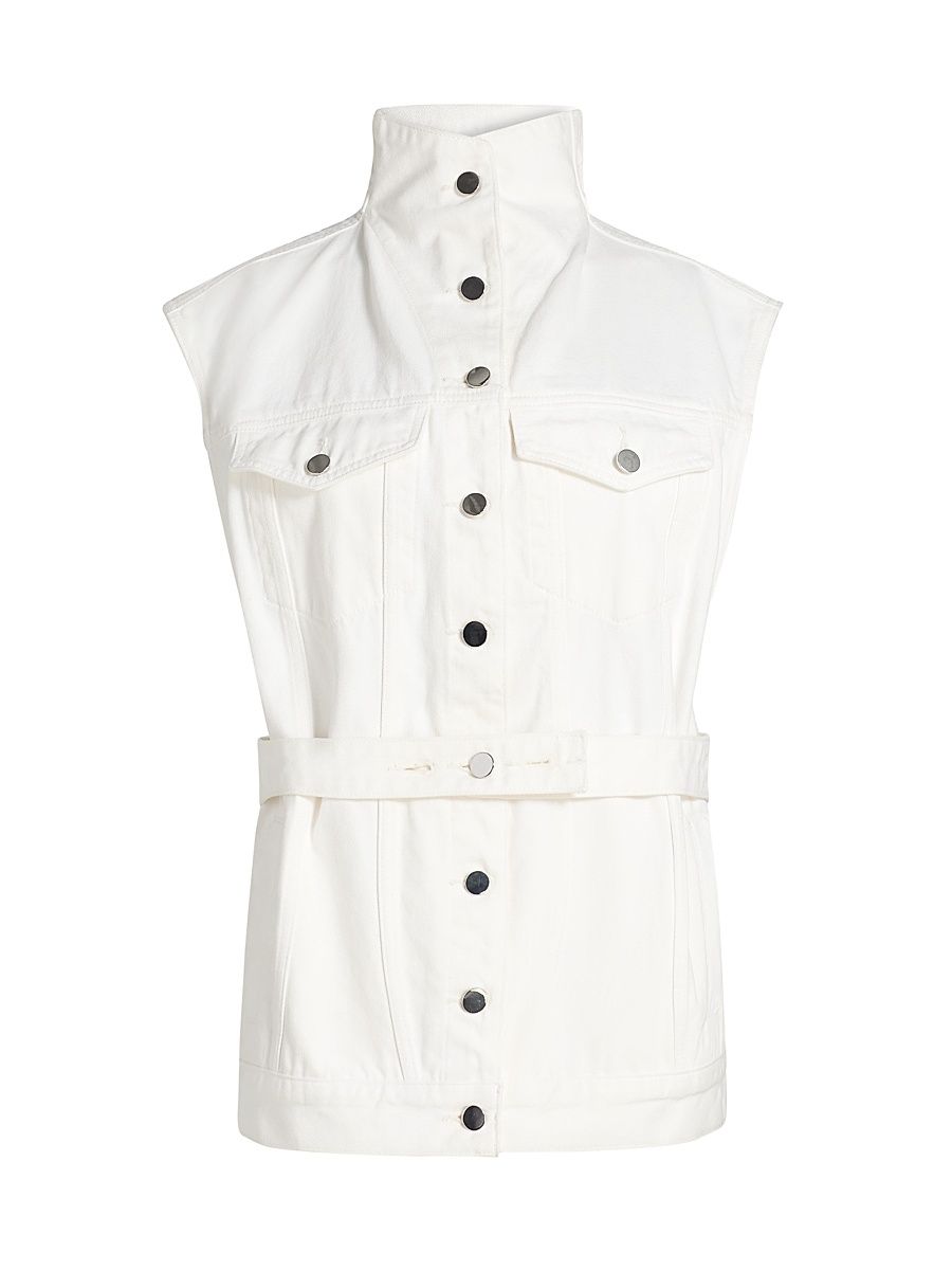 Women's Sylas Denim Belted Vest Top - White - Size Large