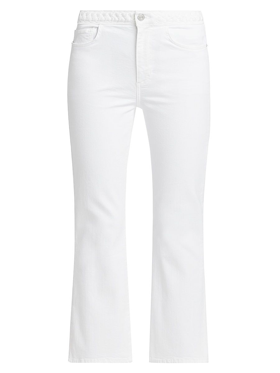 Women's Braided Crop Mini Boot-Cut Jeans - White - Size 32