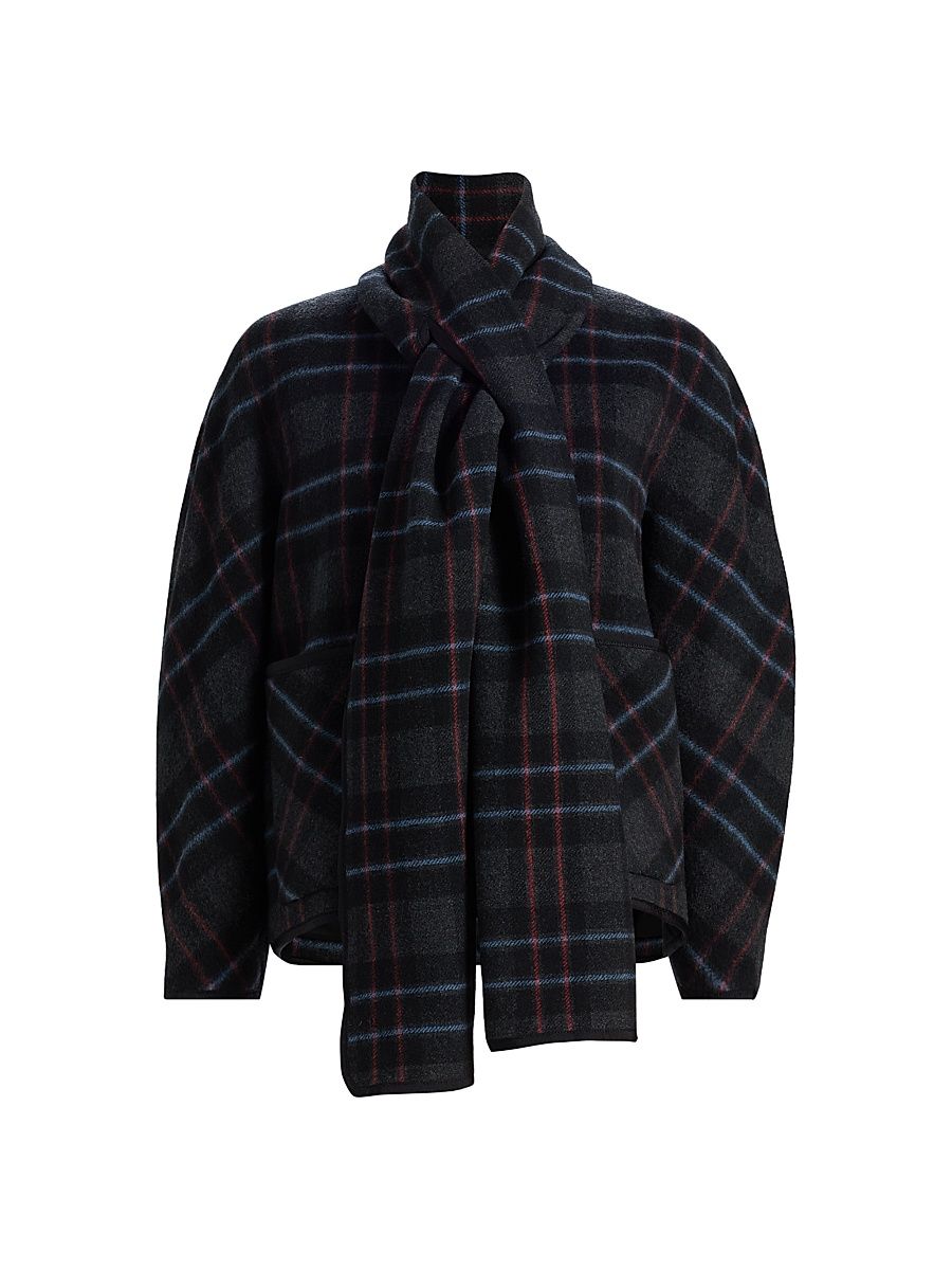 Women's Martine Scarf-Neck Dickey Coat - Black Multi - Size XL