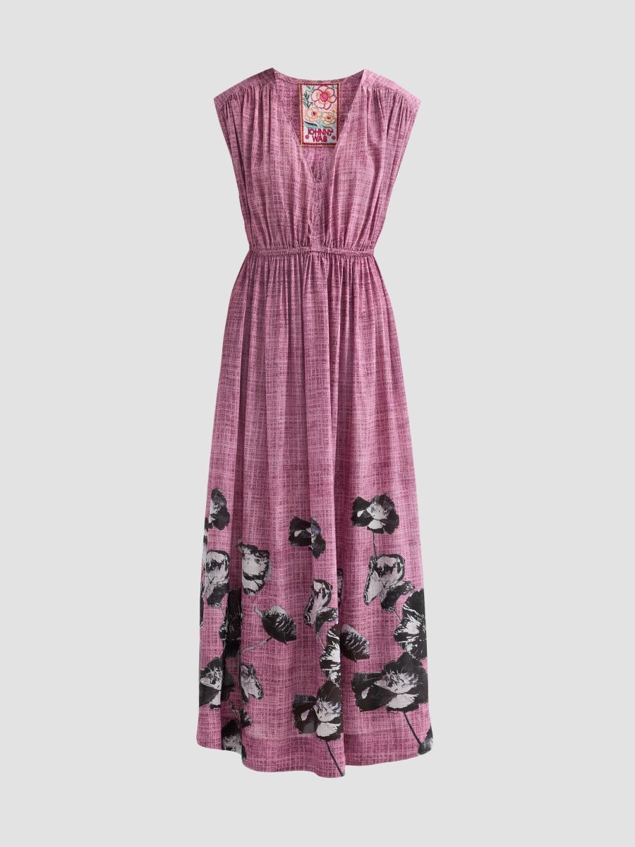 Johnny Was Women's Monade Ruched Floral Silk Maxi Dress - Jamul - Size XL