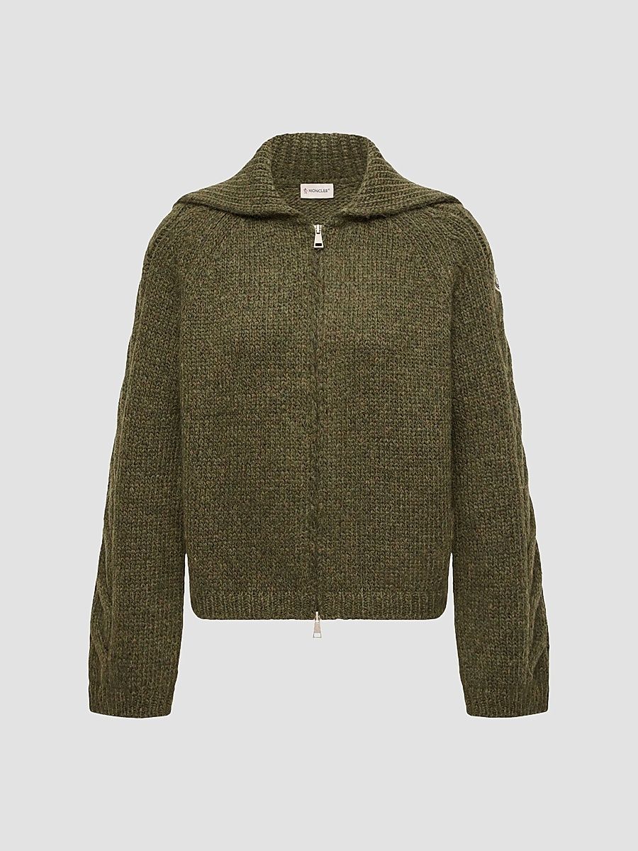 Women's Cardigan in Alpaca Blend - Dark Green - Size Large