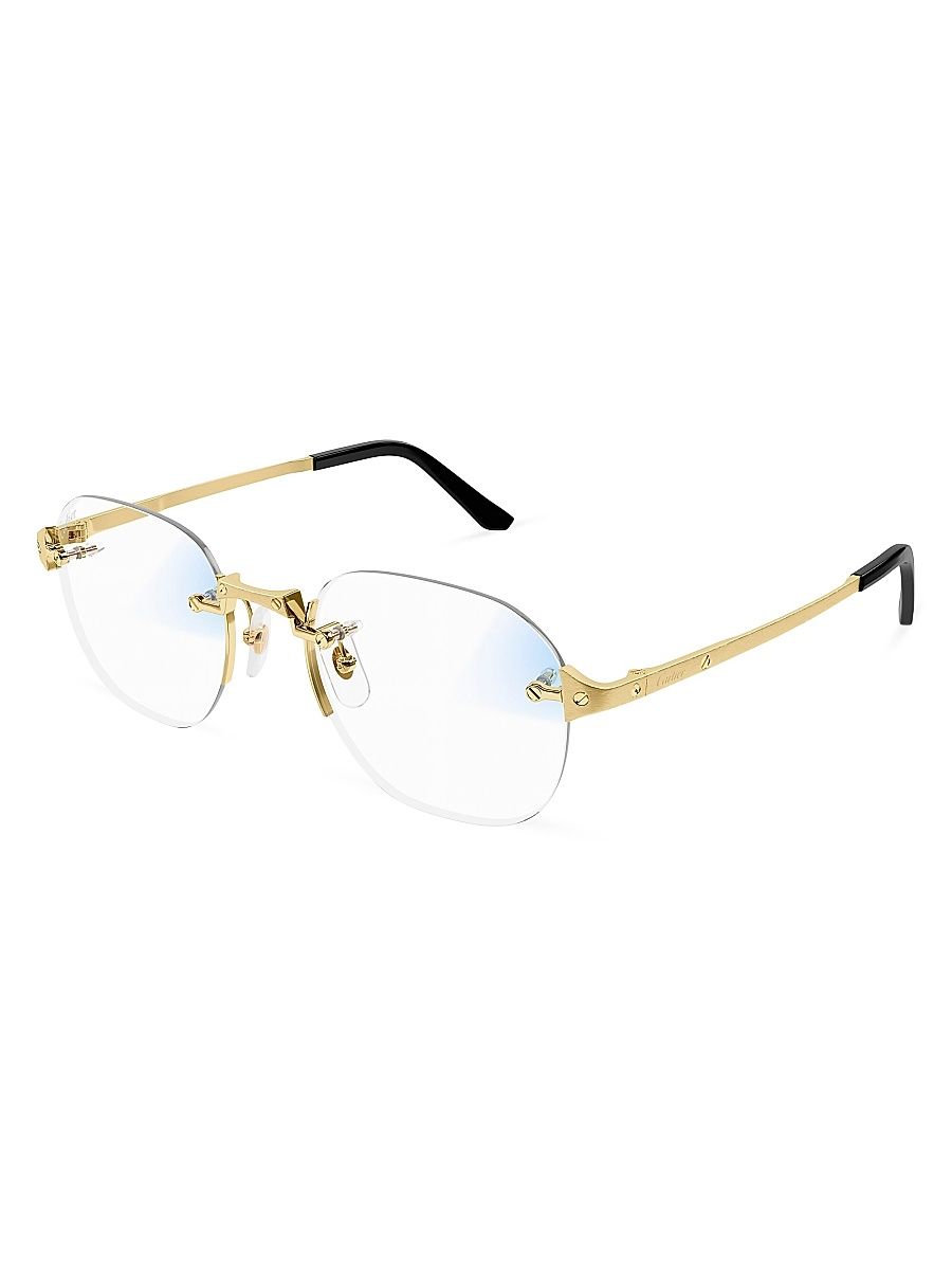 Men's Santos Classic 53MM Round Optical Glasses - Gold