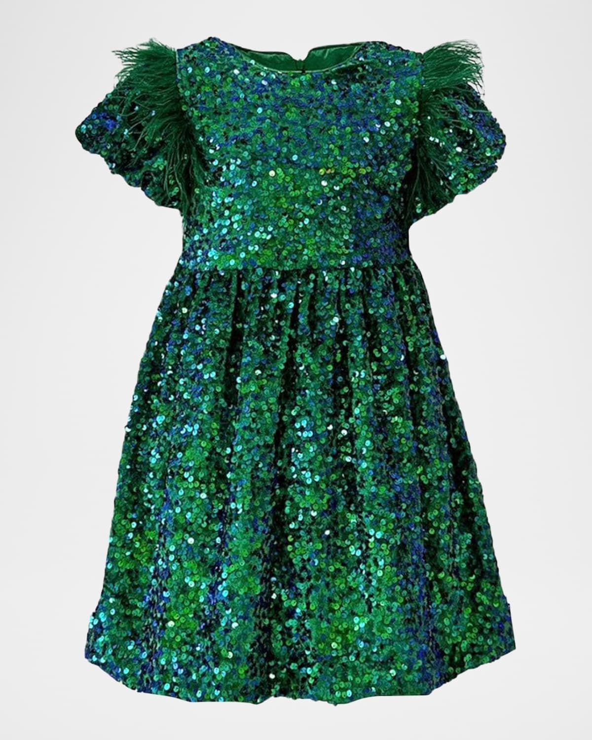 Girl & apos;s Puff Sequin Shimmer Party Dress, Size 2-14