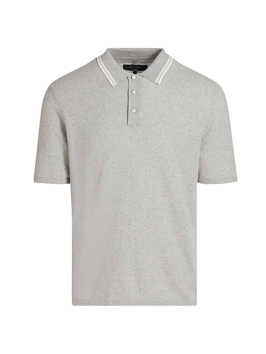 Men's Harvey Cotton-Blend Polo Shirt - Heather Grey - Size Medium