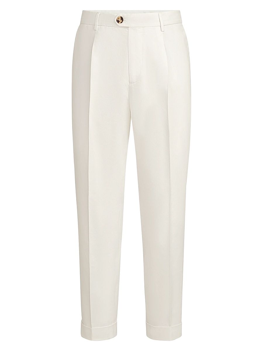 Men's Garment Dyed Trousers in Twisted Cotton Gabardine - Snow - Size 48