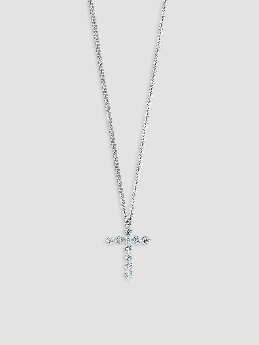 Women's 18K White Gold & 0.33 TCW Diamond Cross Pendant Necklace - White Gold