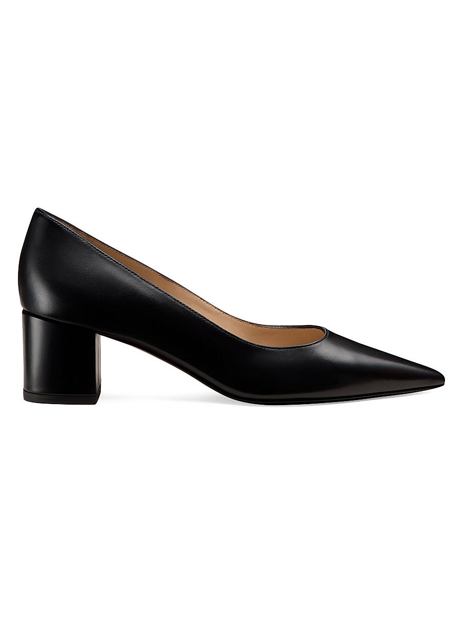 Women's Power 50MM Leather Block-Heel Pumps - Black - Size 8