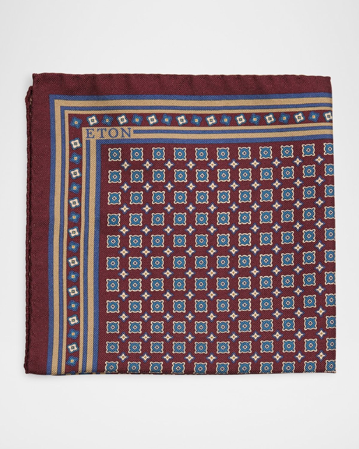 Men & apos;s Silk Twill Medallion Pocket Square