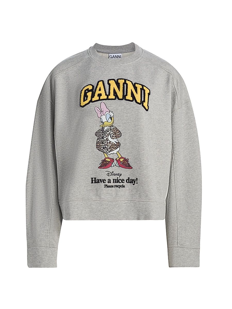 Women's Isoli Daisy Cotton Jersey Crewneck Sweatshirt - Paloma - Size XL