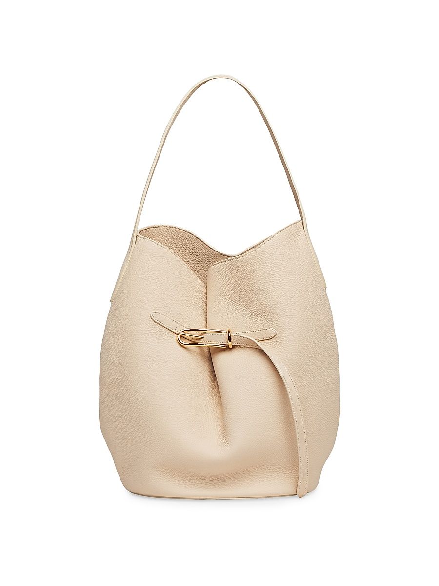 Women's Large Belted Bucket Bag - Cream
