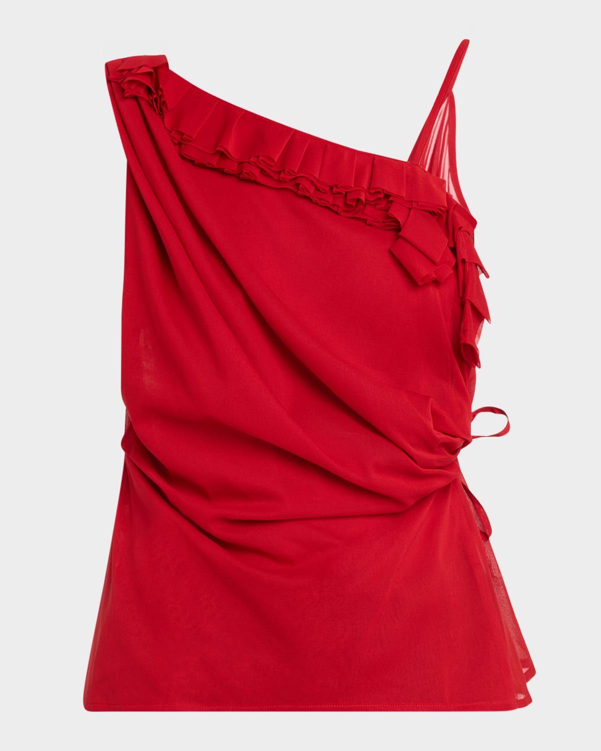 Ciska Ruffle One-Shoulder Wrap Shirt