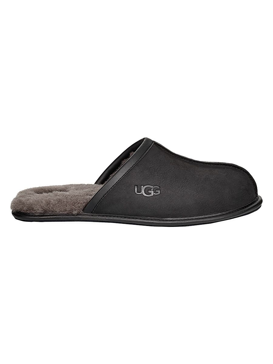 Men's Unisex Scuff Faux Shearling-Lined Mule Slippers - Black - Size 7