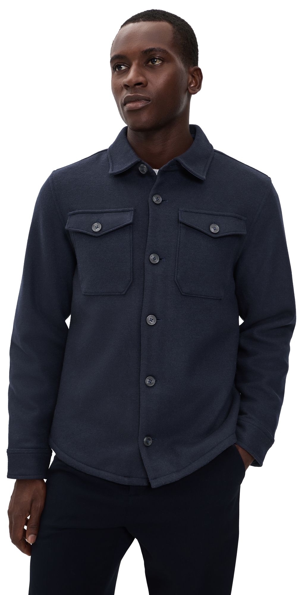Beyond Yoga Day To Night Wool Shirt Jacket Nocturnal Navy L