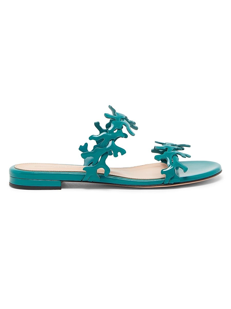 Women's Nuit Patent Leather Sandals - Teal - Size 12