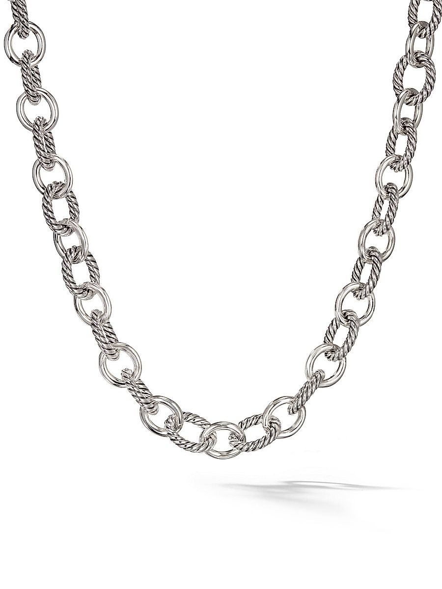 Women's Oval Link Chain Necklace - Sterling Silver - Size 18