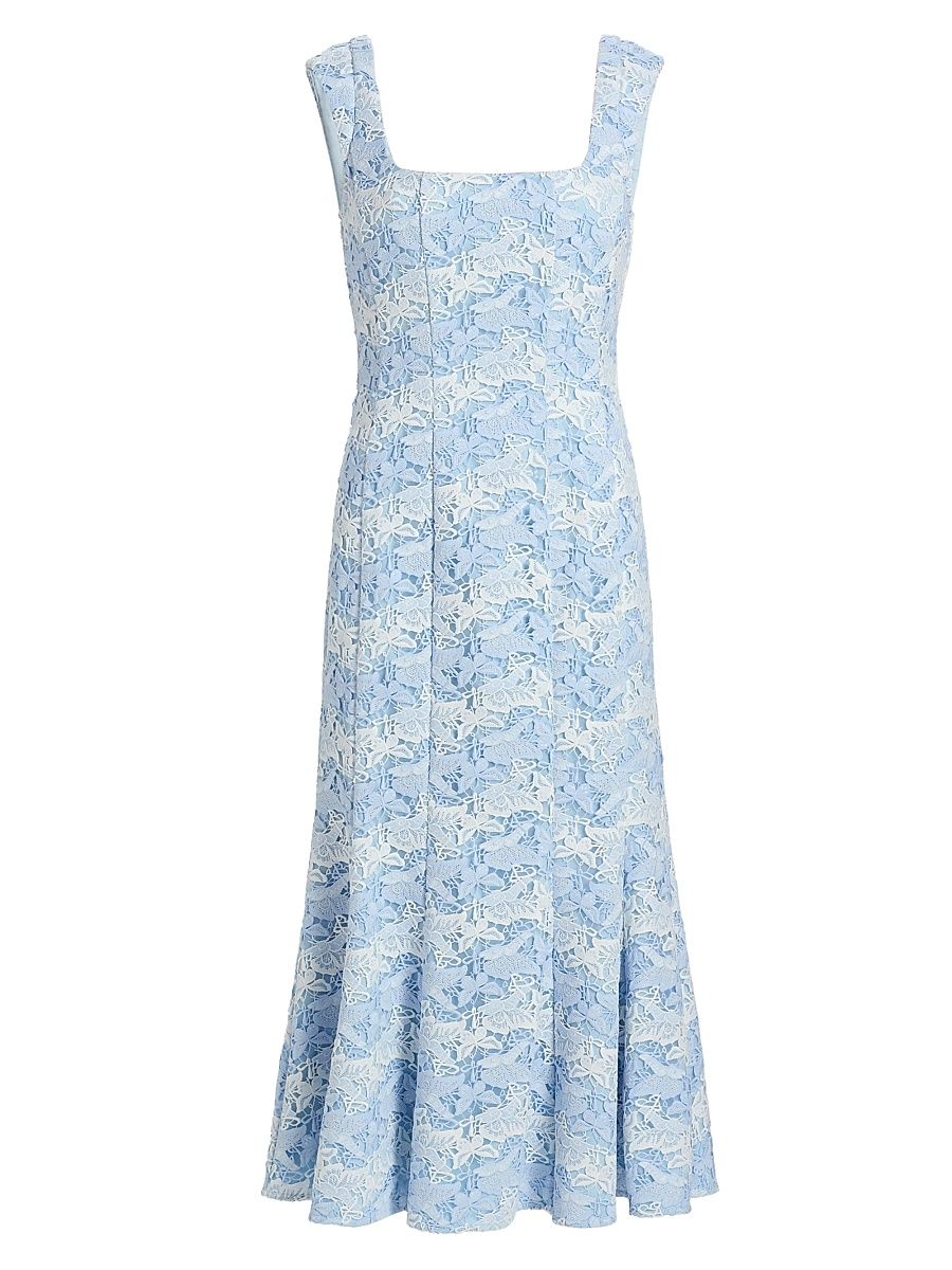 Women's Meg Butterfly Lace Midi-Dress - White Blue - Size 12