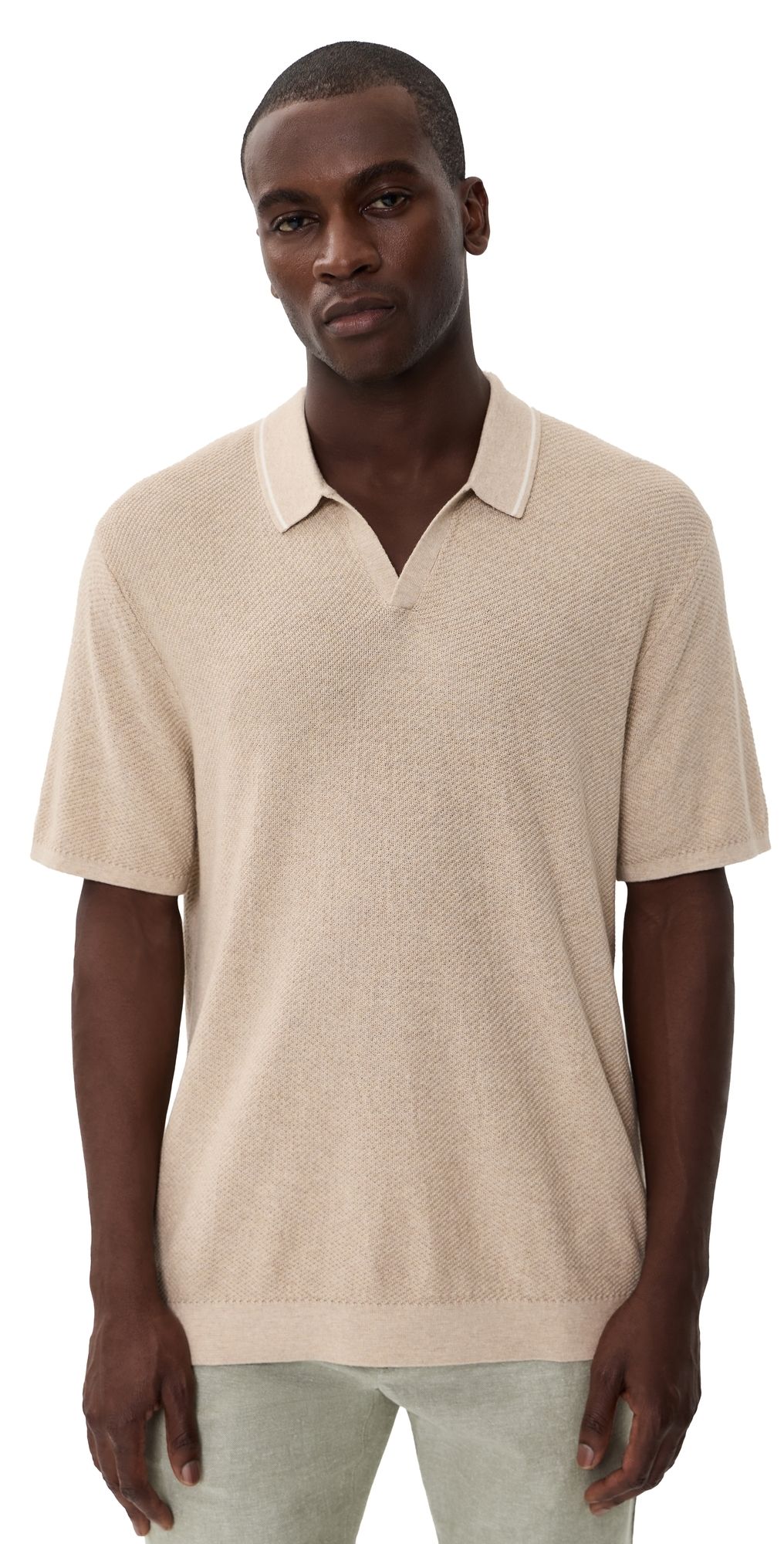 Marine Layer Greyson Sweater Polo Taupe XL