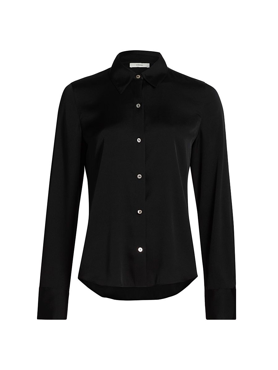 Women's Slim-Fit Classic Shirt - Black - Size XXS